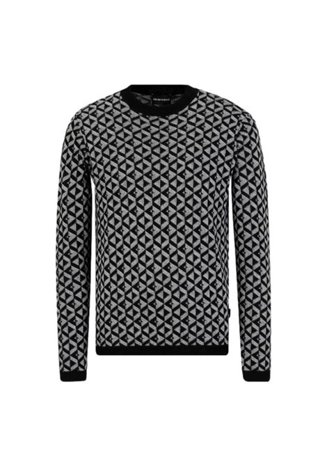 Pure virgin wool sweater with optical jacquard pattern EMPORIO ARMANI | sweaters | 6K1MXN 1MPTZF006